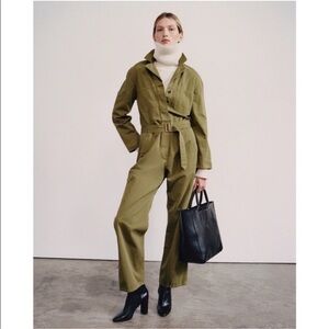 Nili Lotan Marie Jumpsuit in Uniform Green